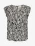 Blouse à imprimé feuillage et manches volantées - Noir - 4