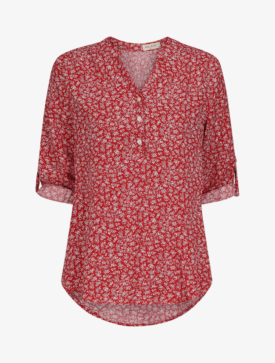 Blouse à imprimé à fleuri - Rouge - 1