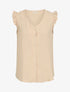 Blouse unie à manches volantées - Beige - 4