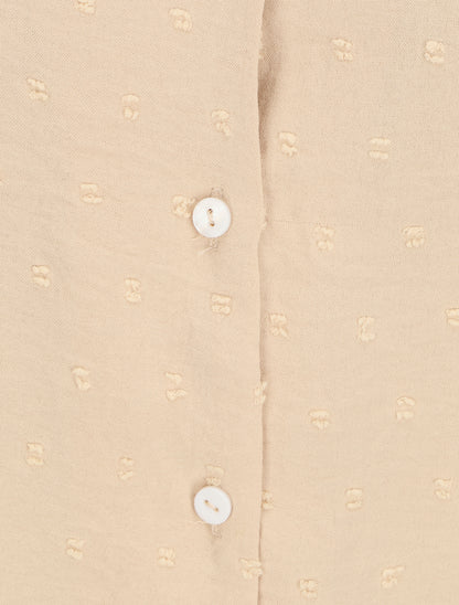 Blouse unie à manches volantées - Beige - 3