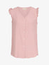 Blouse unie à manches volantées - Rose - 1