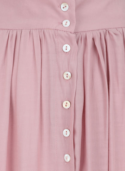 Jupe longue unie boutonnée - Rose - 3