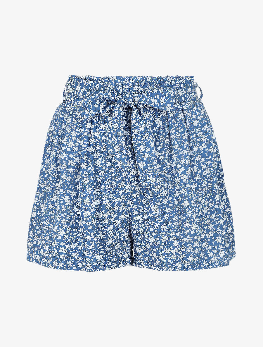 Short à imprimé fleuri - Bleu - 1