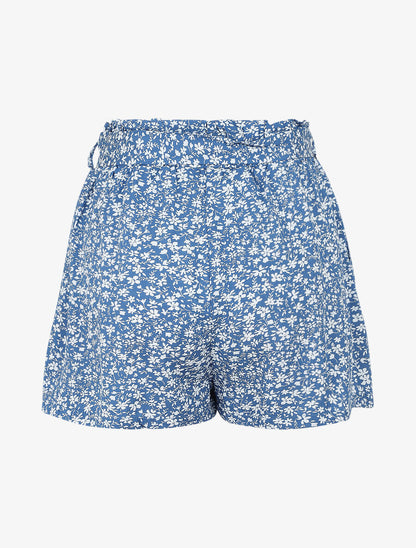 Short à imprimé fleuri - Bleu - 2