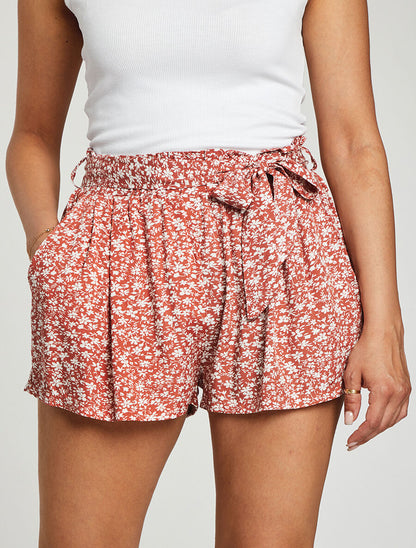 Short à imprimé fleuri - Rouge - 4