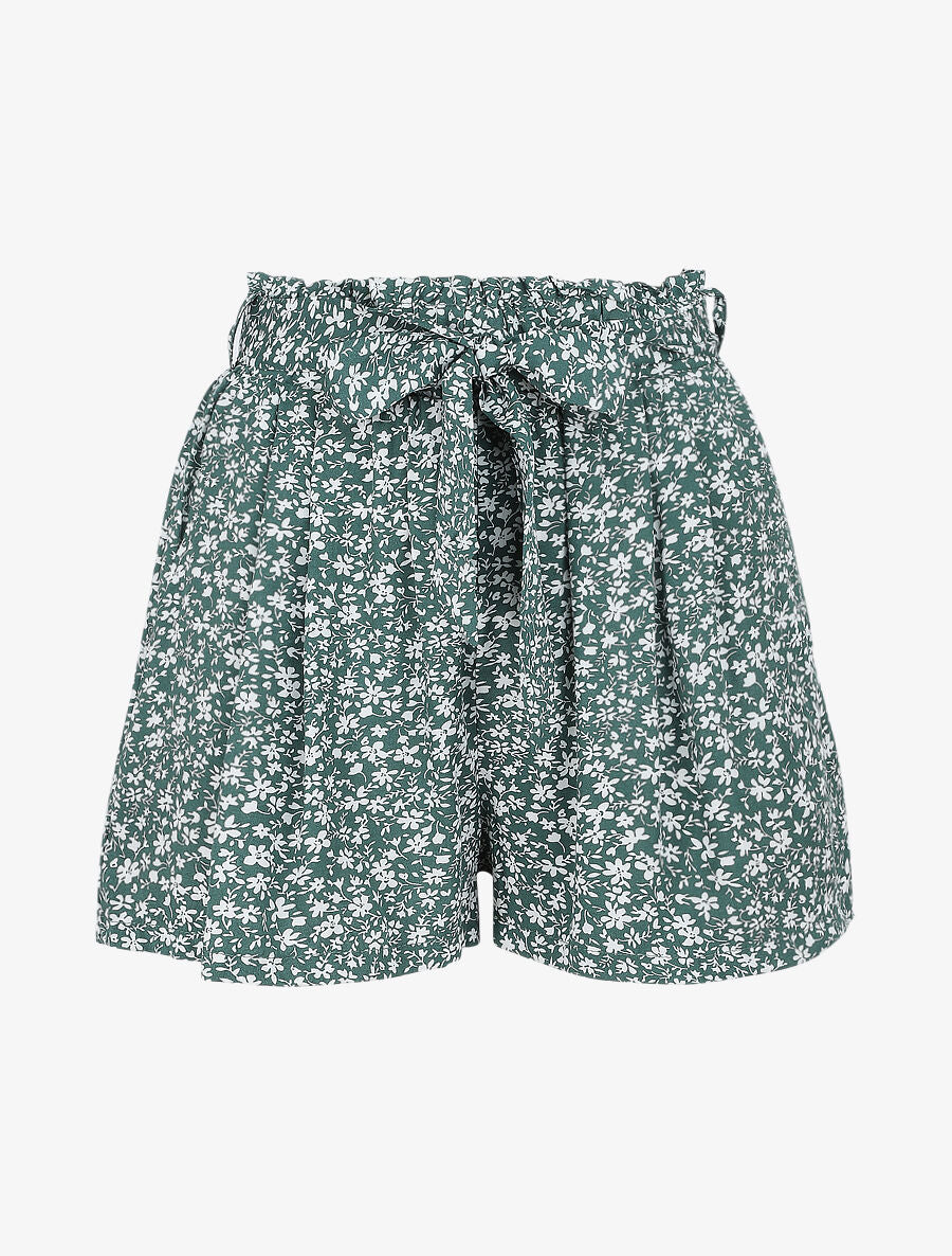 Short à imprimé fleuri - Vert - 1