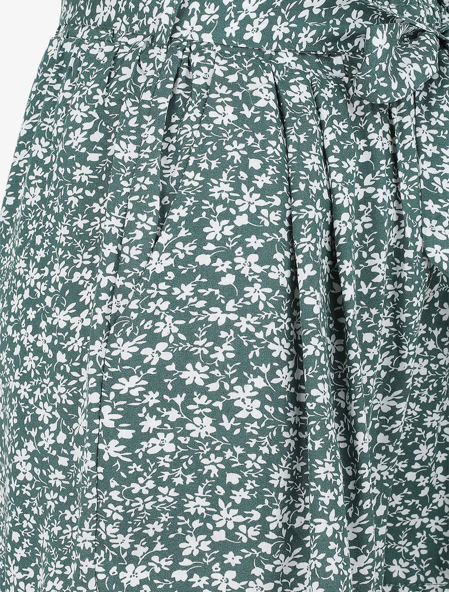 Short à imprimé fleuri - Vert - 3