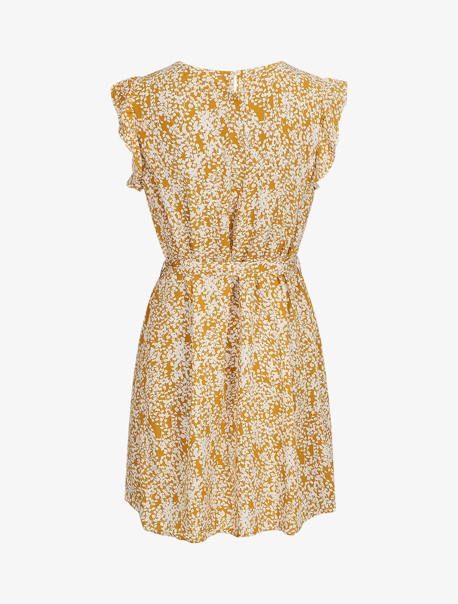 Robe droite à imprimé feuillage - Jaune - 2