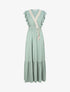 Robe longue coupe empire à détail dentelle - Vert d&