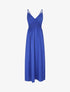 Robe longue unie à taille et dos élastiqués - Bleu - 1