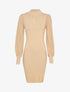 Robe pull à manches bouffantes en maille tressée - Beige foncé - 1