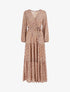 Robe longue en voile imprimé feuilles stylisées - Bordeaux - 5