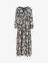 Robe longue en voile imprimé tropical irisé - Noir - 1