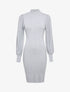 Robe pull à manches bouffantes en maille tressée - Gris - 4