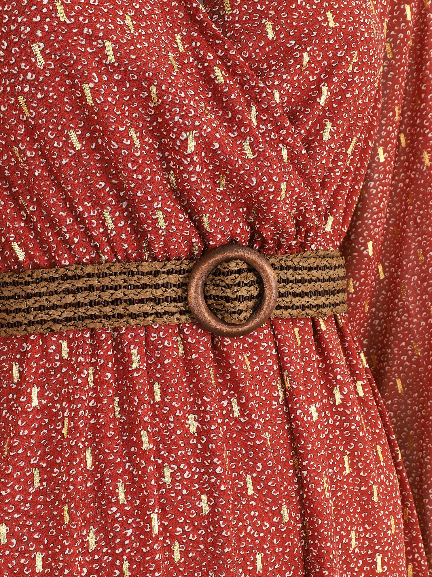 Robe longue en voile léopard irisé - Rouille - 3