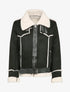 Veste style peau lainée en suédine - Noir - 1