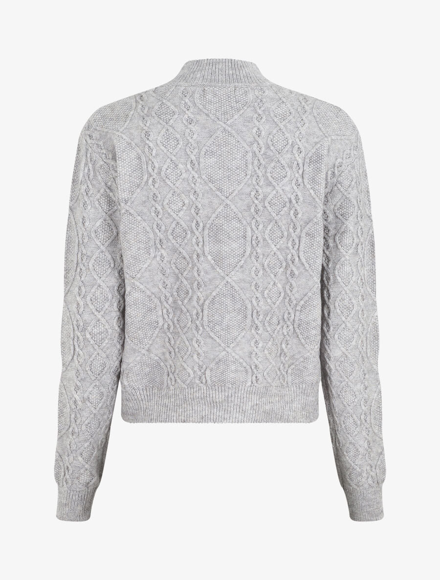 Pull en laine mélangée à motif lignes entrelacées - Gris - 2