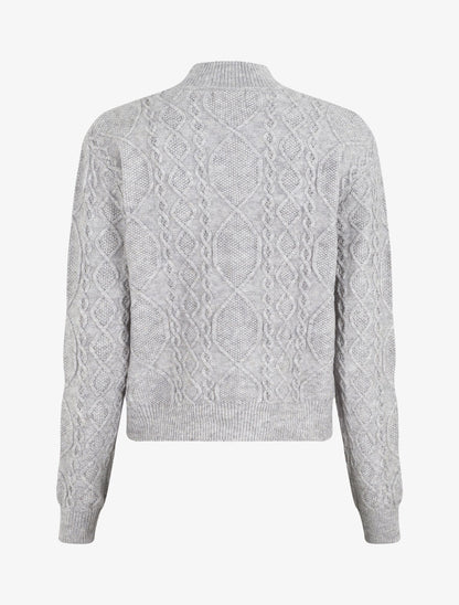 Pull en laine mélangée à motif lignes entrelacées - Gris - 2
