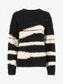 Pull duveteux à motif rayures - Noir - 1