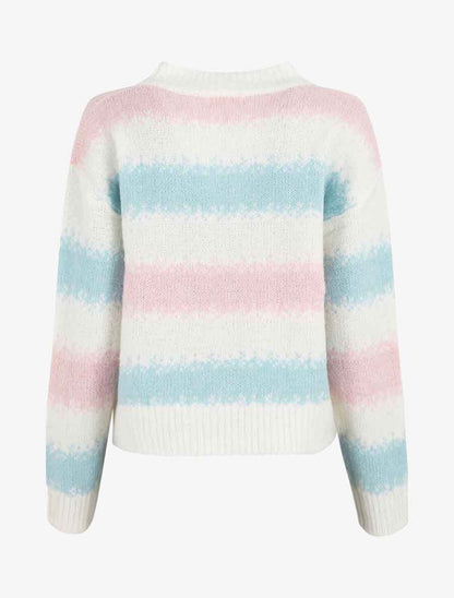 Pull en laine mélangé à motif rayé - Blanc - 3