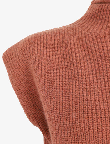 Pull sans manches en laine mélangée - Marron - 3
