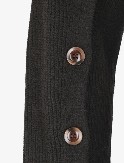 Robe pull à manches boutonnées - Noir - 4