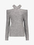 Pull uni à épaule ajourée - Gris - 1