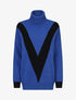 Pull col roulé à motif V - Noir/bleu - 1