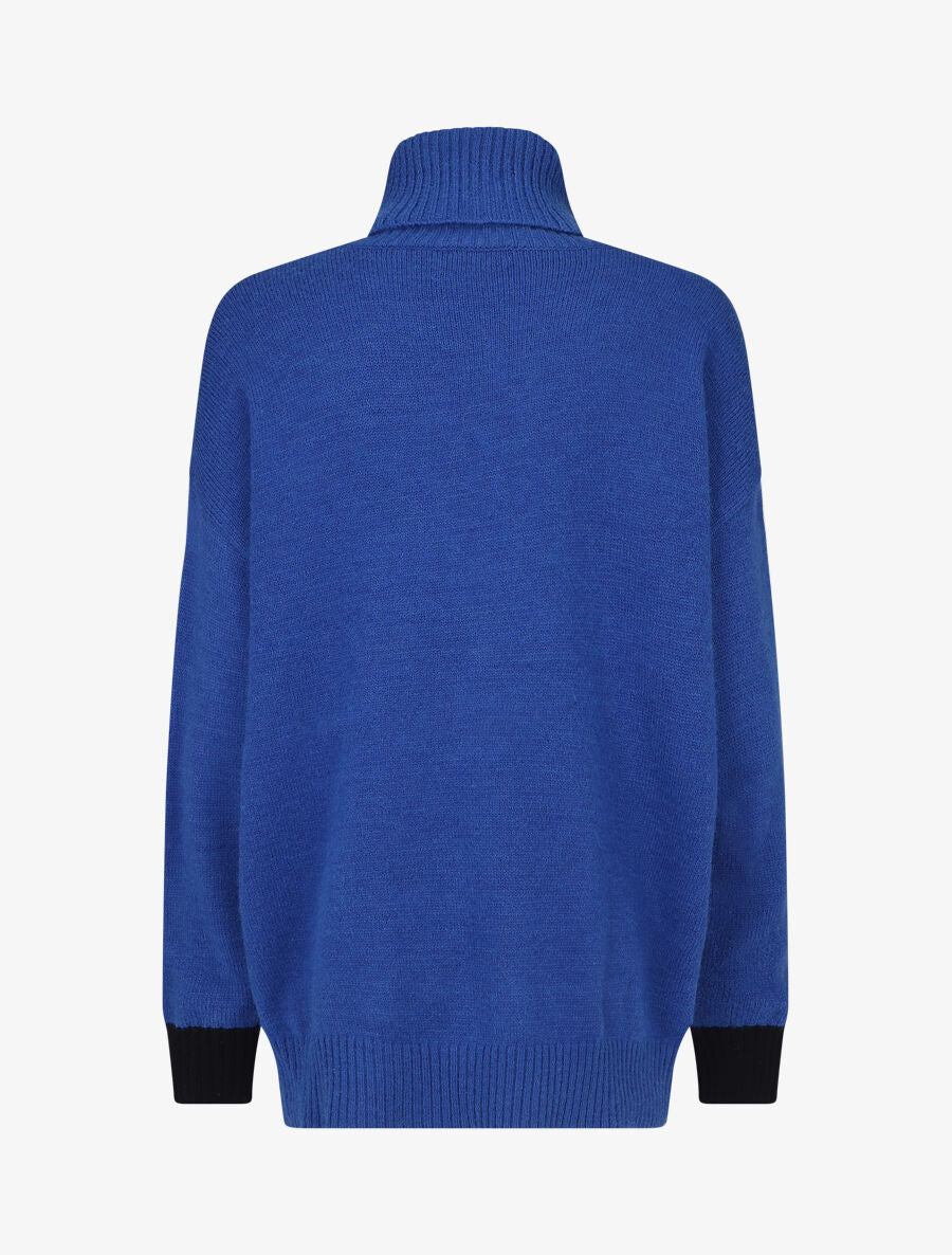 Pull col roulé à motif V - Noir/bleu - 2