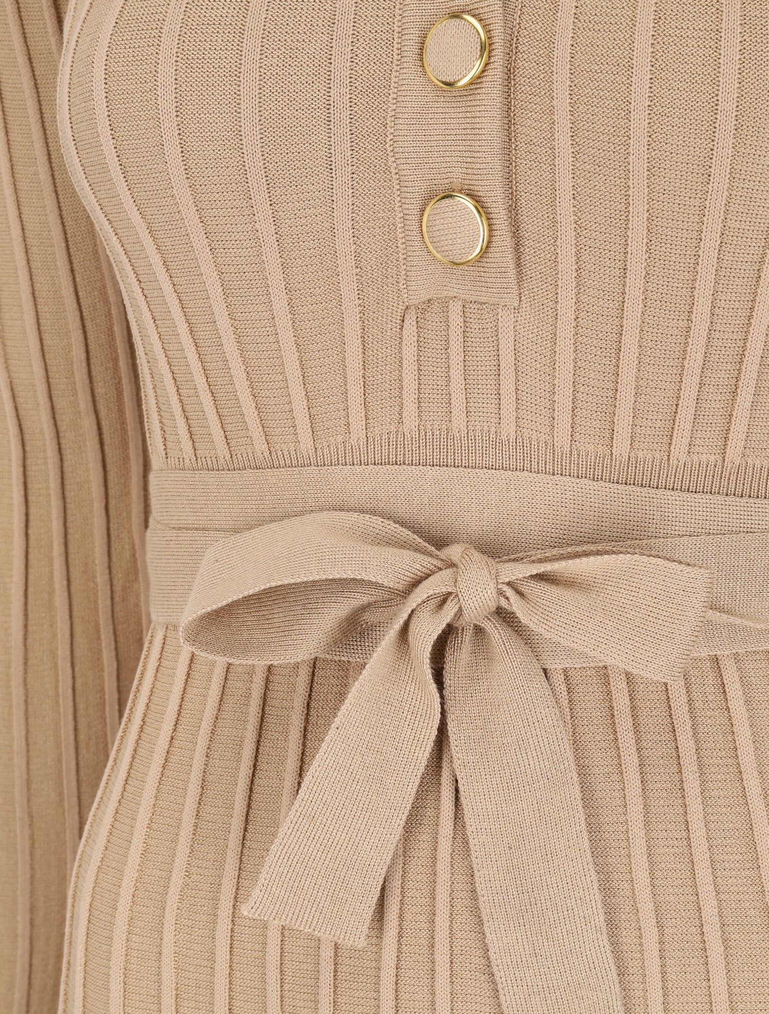 Robe pull côtelée coupe patineuse - Beige - 3