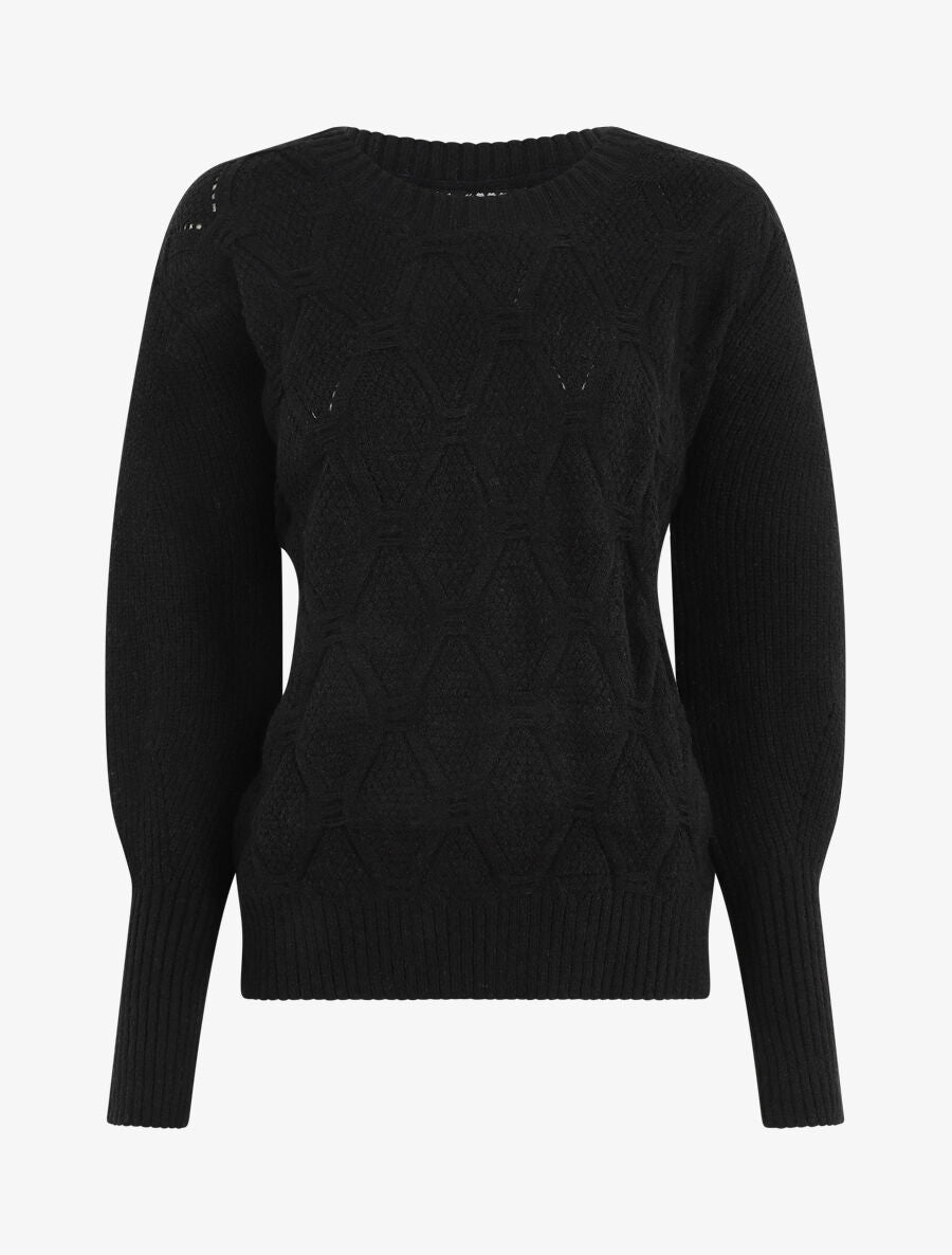 Pull droit en maille stylisée - Noir - 4