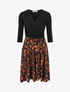 Robe patineuse drapée et fleuri - Noir/marron - 1