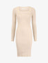 Robe pull côtelée à col carré - Beige - 4