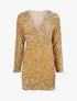 Robe courte en velours à sequins - Beige - 1