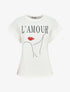 T-shirt à manches courtes imprimé à flocage amour - Blanc - 5