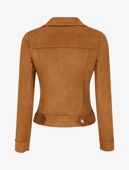Veste en suédine style perfecto - Camel foncé - 2