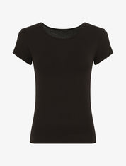 T-shirt ajusté manches courtes uni - Noir - 4