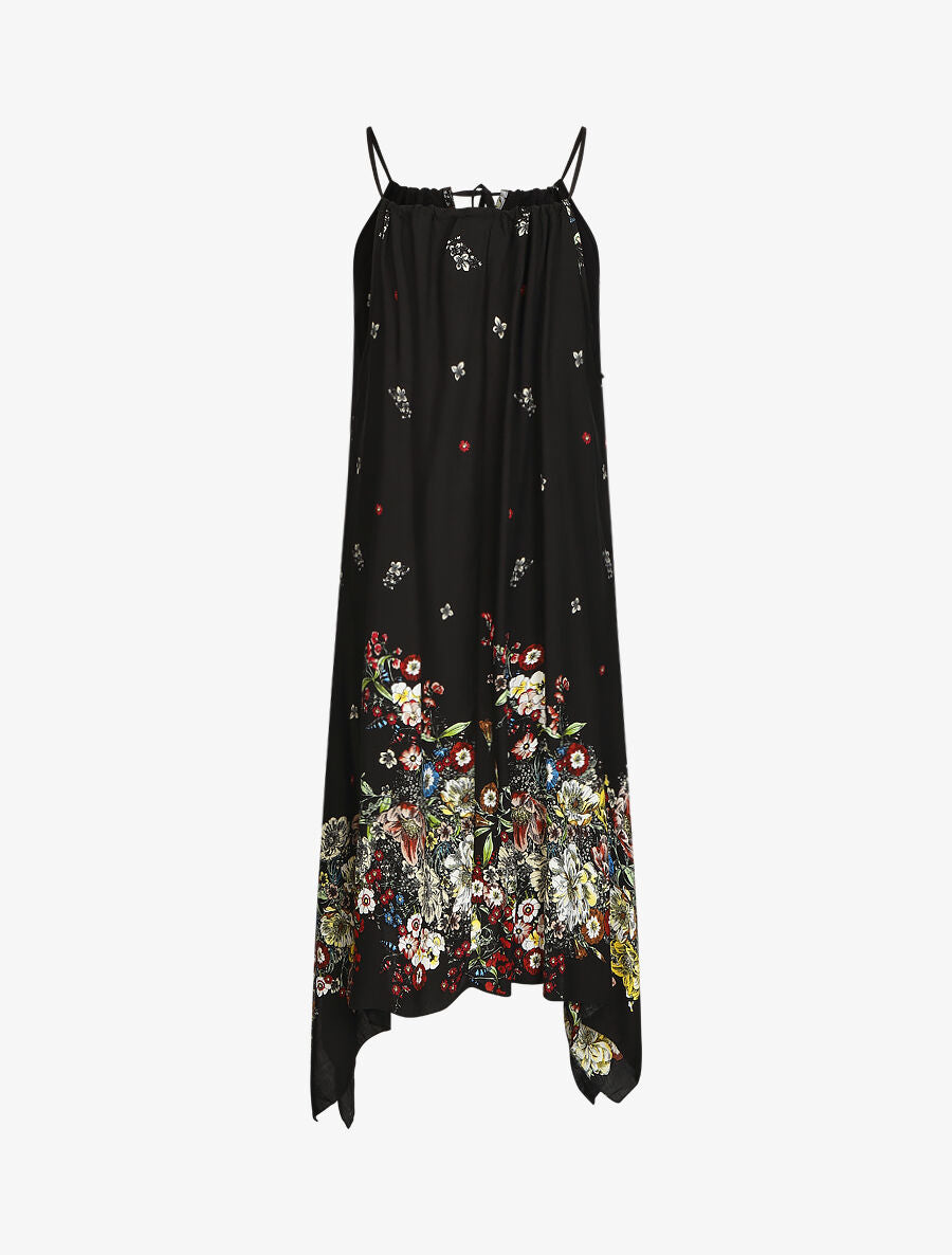 Robe imprimé floral à fines bretelles - Noir - 2