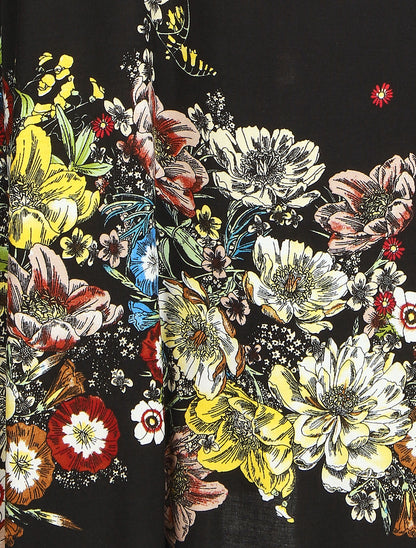 Robe imprimé floral à fines bretelles - Noir - 3