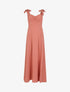 Robe longue unie évasée bretelles à nouer - Rose - 5