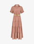 Robe longue unie à col tunisien - Vieux rose - 1