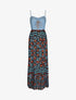 Robe longue bi-matière imprimé fleuri - Marine - 1