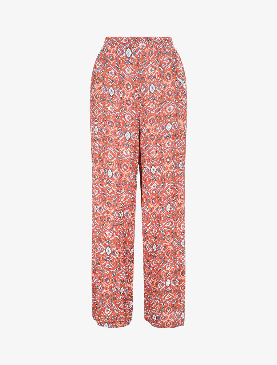 Pantalon droit imprimé fantaisie - Brique - 5