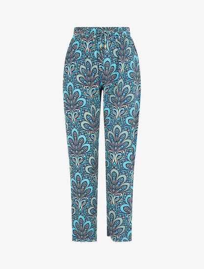 Pantalon droit motif cachemire - Bleu - 1