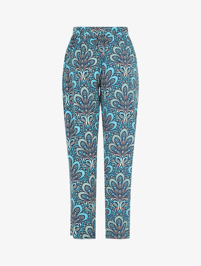 Pantalon droit motif cachemire - Bleu - 2