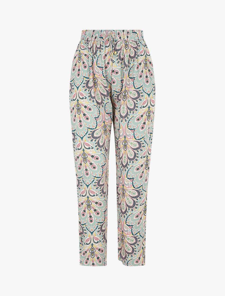 Pantalon droit motif cachemire - Vert d&