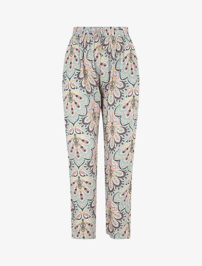 Pantalon droit motif cachemire - Vert d&