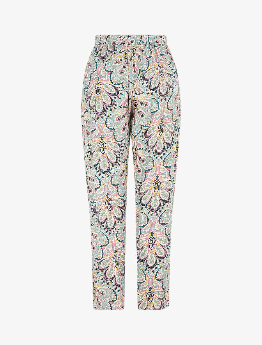 Pantalon droit motif cachemire - Vert d&
