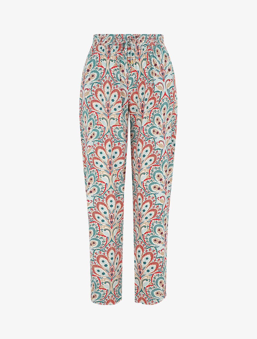 Pantalon droit motif cachemire - Rouge - 5