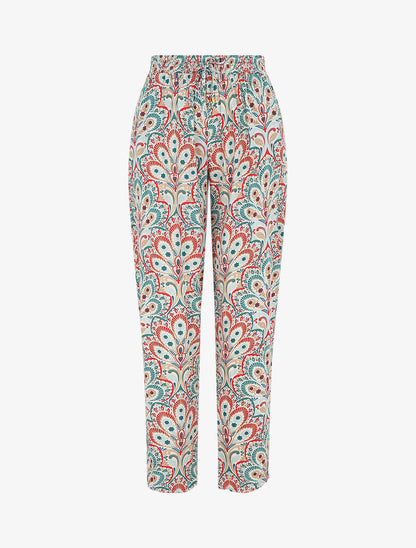 Pantalon droit motif cachemire - Rouge - 5